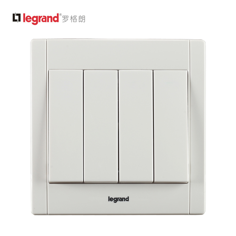Roger Lang Switch Socket Panel Beauty Culvert Elegant White Four Monopod Four Open Single Control Wall Power Switch 86 Type