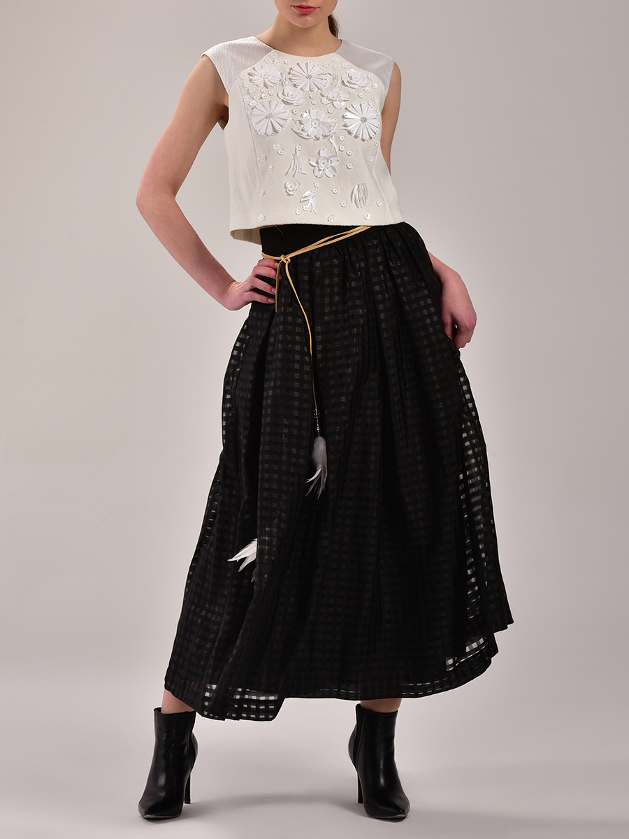 JESSICA 黑色格纹长裙