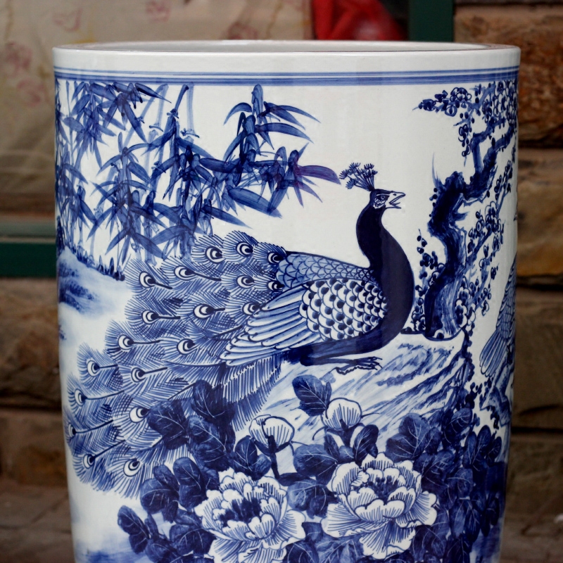 Jingdezhen porcelain ceramic hand - made peacock peony vases sitting room big furnishing articles calligraphy and painting scroll the receive accessory products