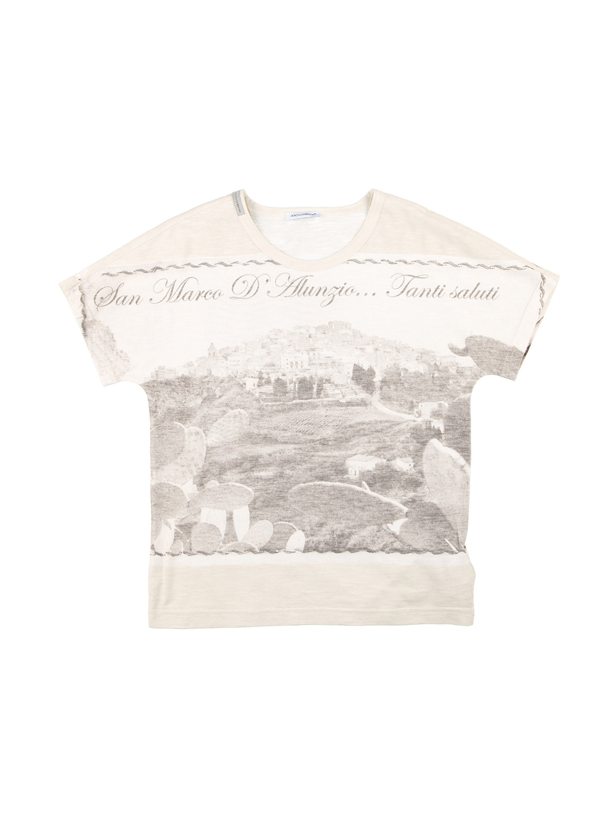 Dolce&Gabbana 浅花灰色风景图案全棉T恤