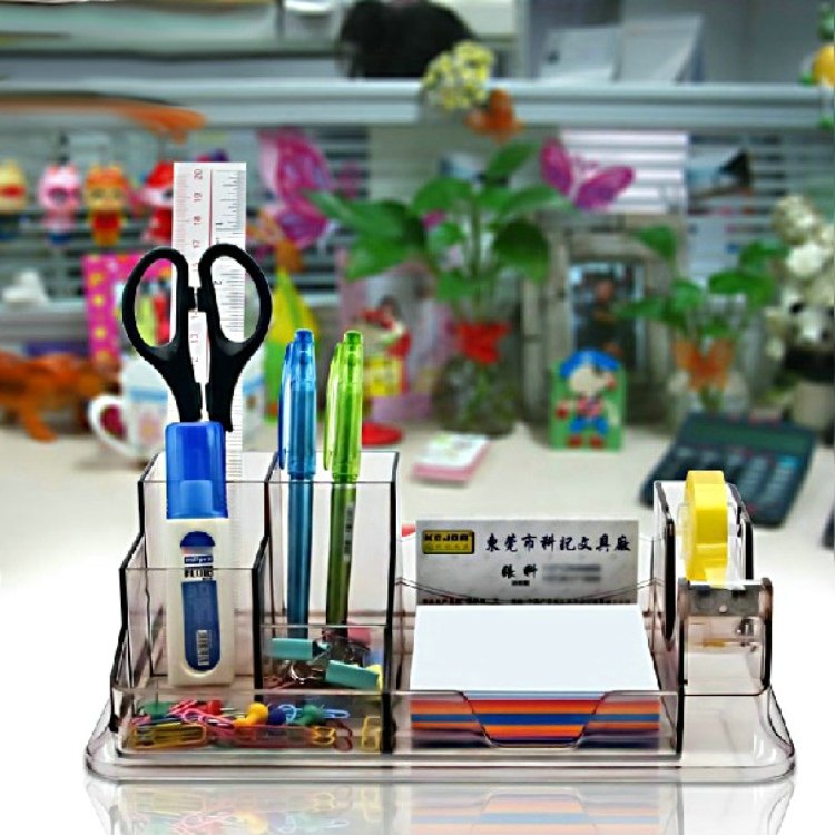 High - end multi - functional creative pen pen Korean personality style pen - seat transparent office supplies collection box