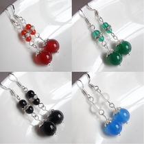 The beauty of ancient rhyme charm wangjiawang business agate jade earrings cheongsam accessories jade earrings 925 silver hook earrings