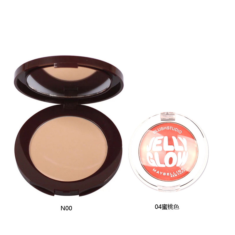 包邮美宝莲彩妆套装 果冻亮采腮红胭脂+矿物水感水漾自然亲肤粉饼