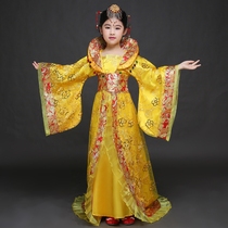 Childrens Hanfu girls autumn dress trembles ancient costumes Super fairy princess Imperial Concubine Queen long sleeve trembling tail skirt performance clothing