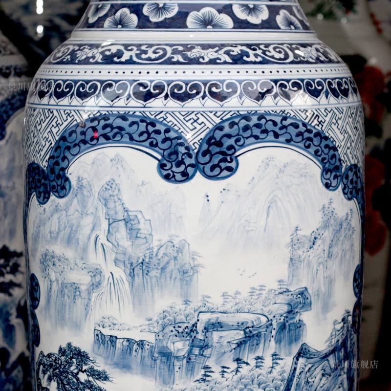 Jingdezhen porcelain ceramics hand - made landscape painting home sitting room of large vases, hotel shop furnishing articles act the role ofing is tasted