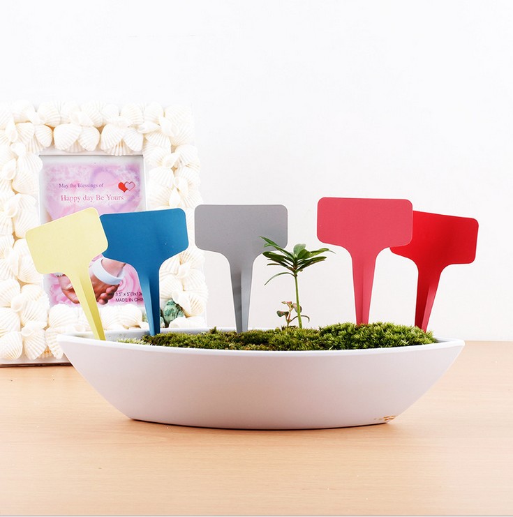 Flower Label Gardening Multimeat Plant Label T Type Waterproof Label Plastic Label Inserts 6 Color 10 In