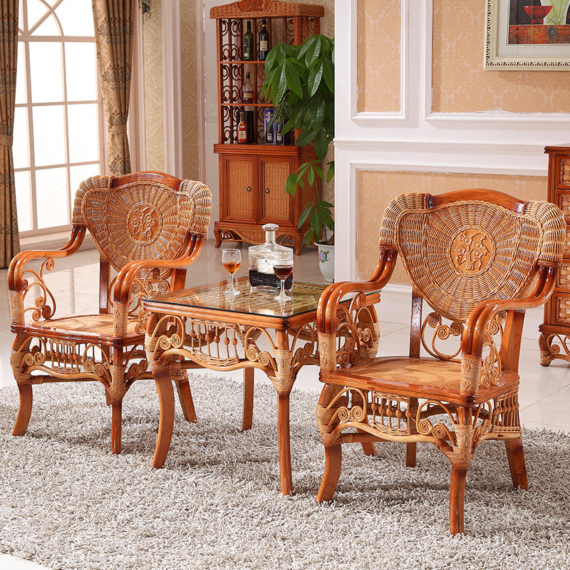 Rattan chair Three sets of tea table combined balcony Leisure