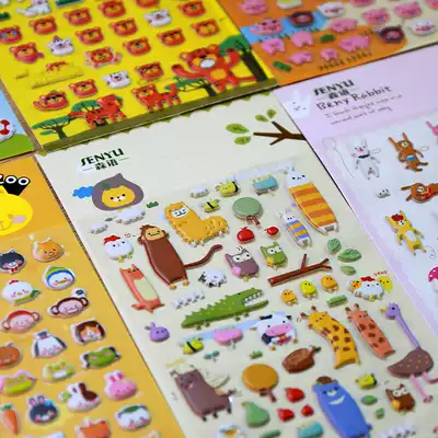 Hot-selling Korean version of creative cute animal cartoon three-dimensional DIY diary album decoration bubble sticker Sticker gift