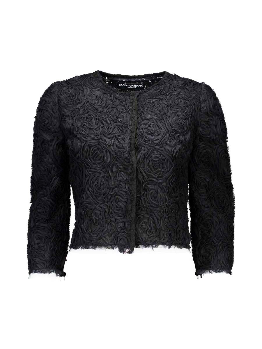 Dolce&Gabbana 黑色层次立体剪裁花朵饰外套