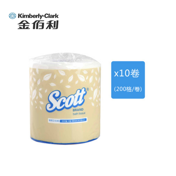 金佰利 SCOTT双层小卷卫生纸厕纸200格柔软舒适纸巾10卷/提