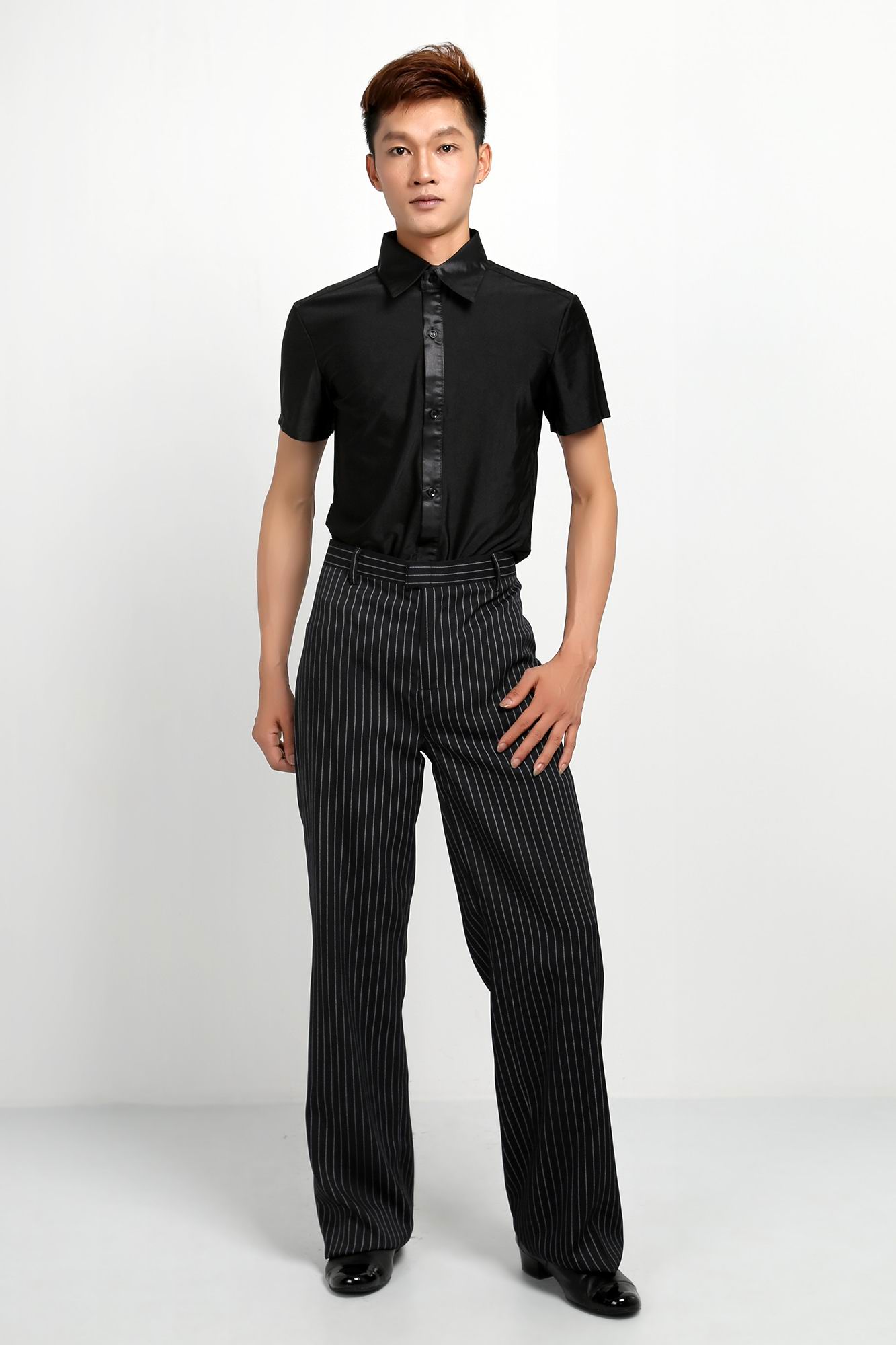 Men's striped Latin dance modern dance national standard dance square dance competition clothing social dance clothing dance clothing practice dance clothing