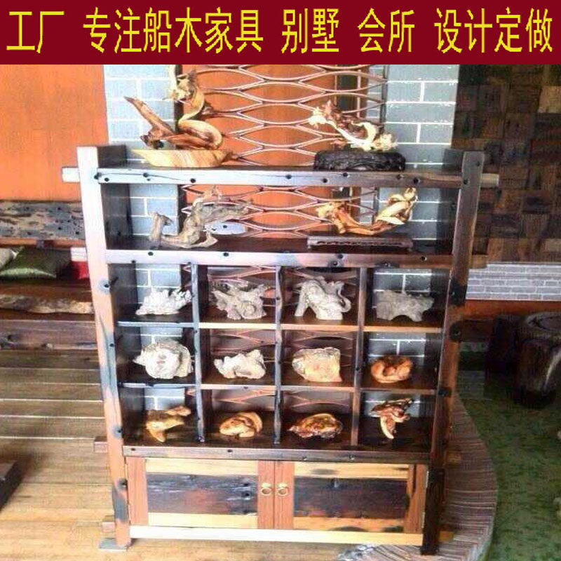 The old shipwood ancient shipwood boatwood bou ancient shelf Dorpaku's original eco-furniture is innate to make living room environmental protection personality