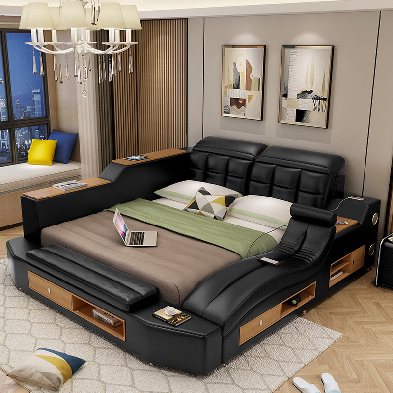 smart massage tatami leather bed leather bed 1 8 m modern minimalist