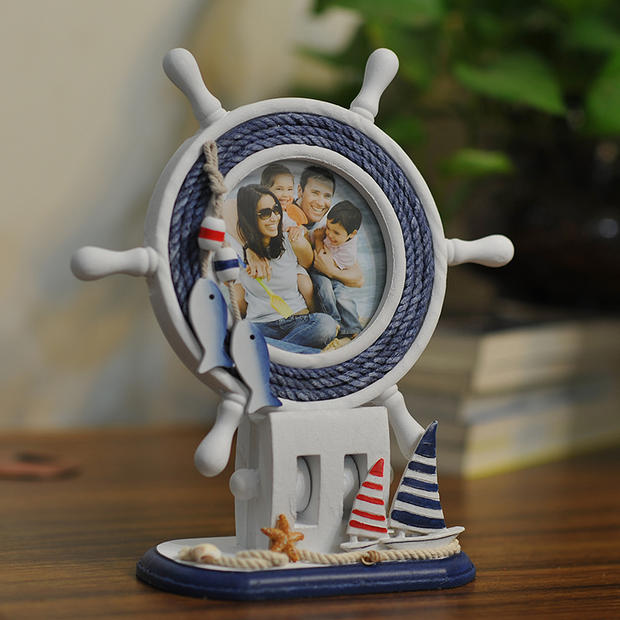 Myrion Mediterranean style anchor rudder photo frame creative desktop decoration photo frame table desk round