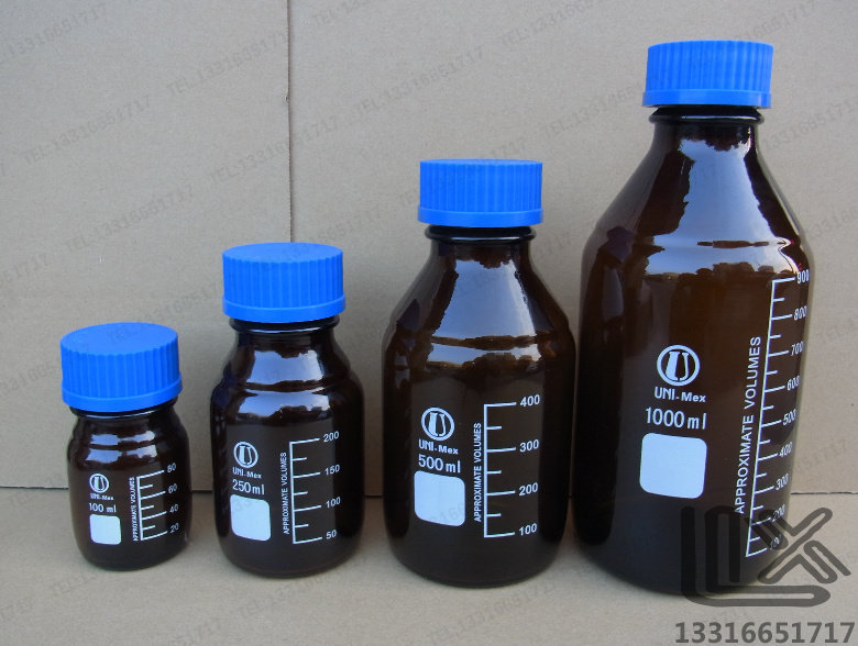 UNI 棕色蓝盖螺口试剂瓶 样品瓶 培养瓶 耐高温 带刻度 玻璃仪器