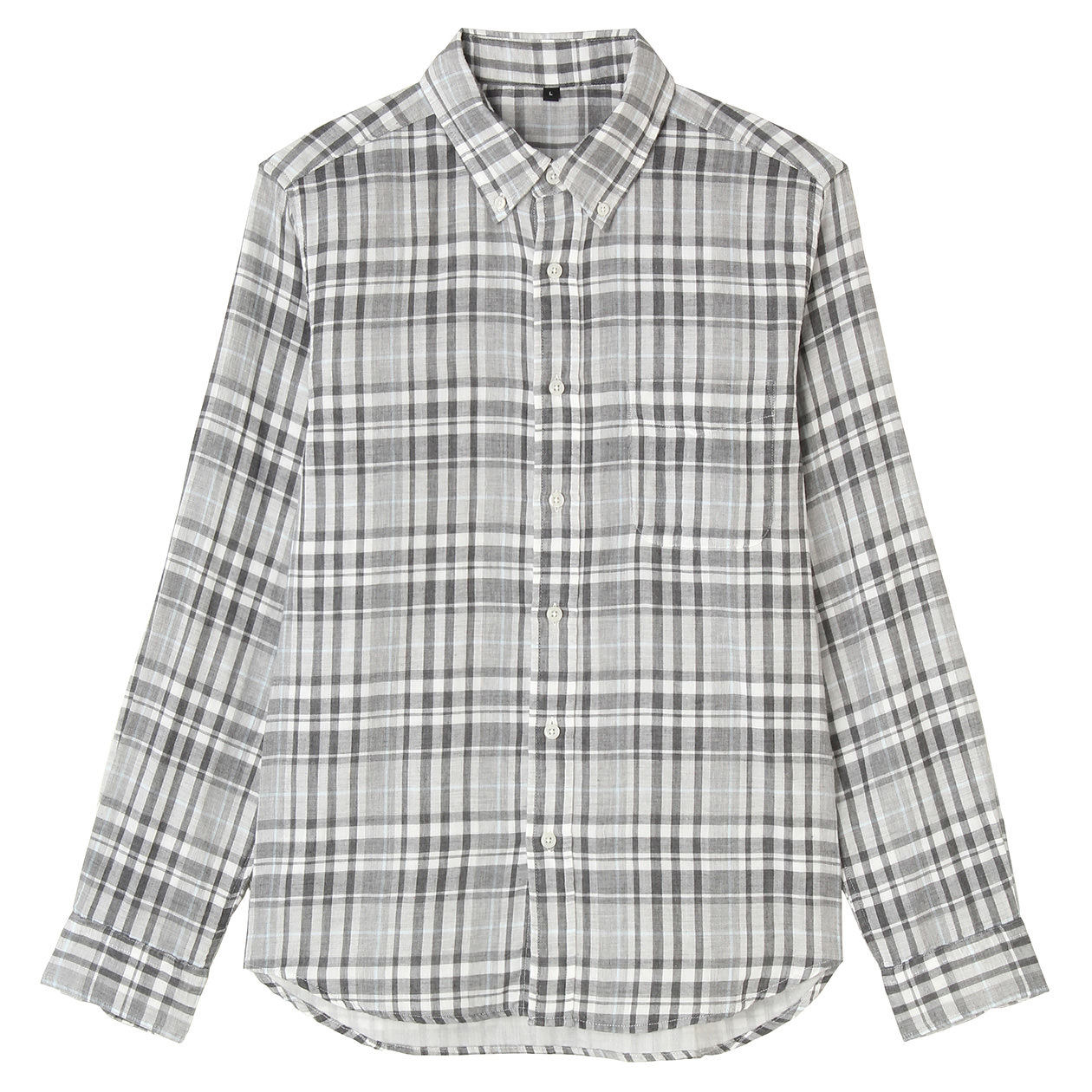 无印良品 MUJI 男式 棉双层纱织格子衬衫