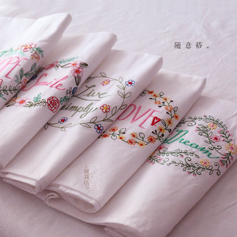 Good-looking embroidery -- pure cotton embroidered English white dining cloth tea cushion towels with cutlery gourmet food shooting background cloth 