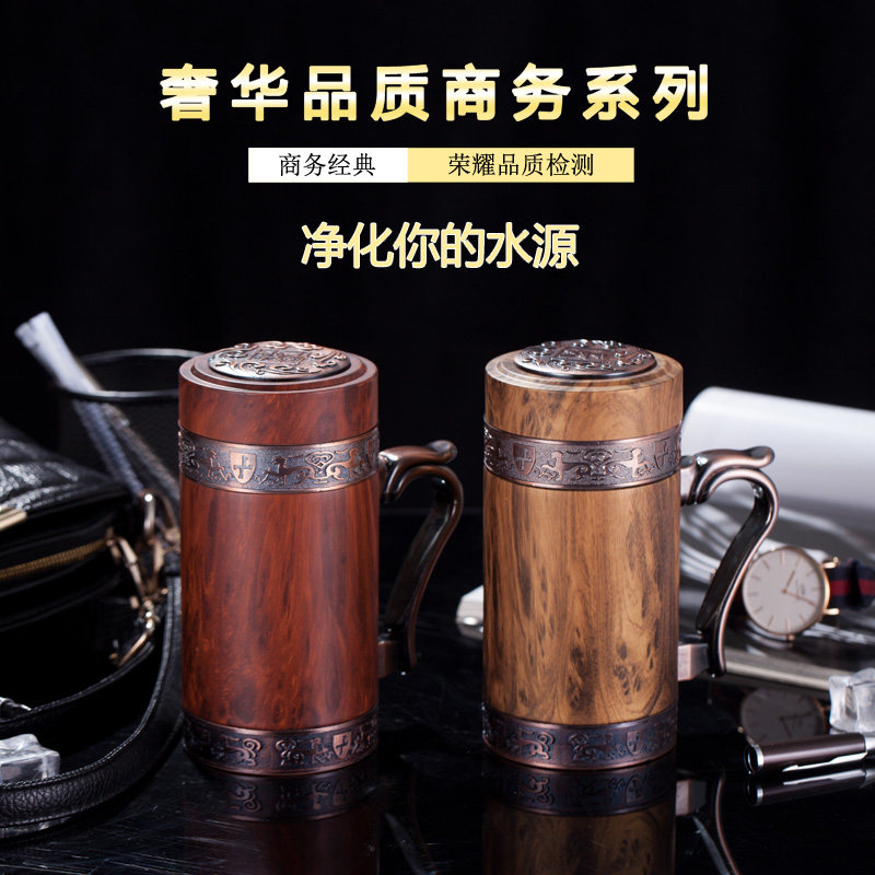 Special class medical stone water glass boss cup with lid son upscale gift box installed wellness cup office belt to give the cup a gift