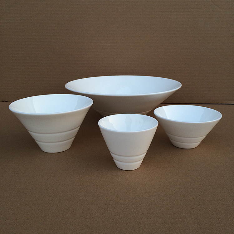 LD cone bowl special-shaped bowl Tangshan pure white bone porcelain tableware series light-transmitting ceramic western tableware