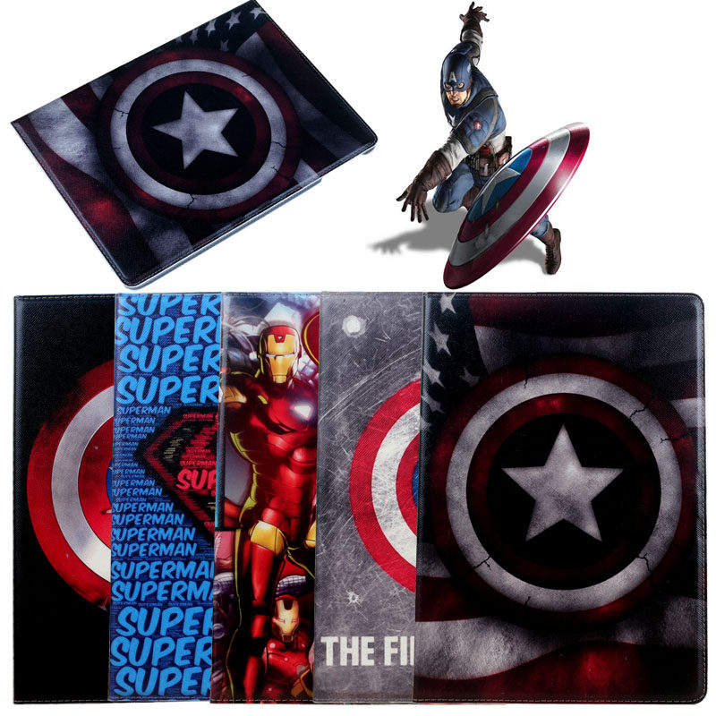 Captain America 2018 New iPad 9 7 Protection Set Air2 Ultra-thin Horror iPad 6 Leather Case A1893 Case 5