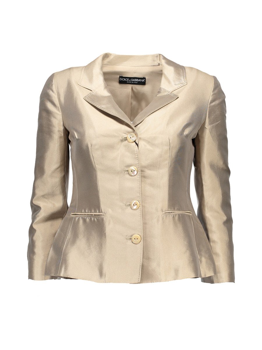 Dolce&Gabbana 浅咖色翻领插袋修身外套