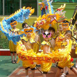 Children's dragon dance, dragon dance, lion dance, props, costumes, dragon dance, kindergarten stage performance, silk dragon