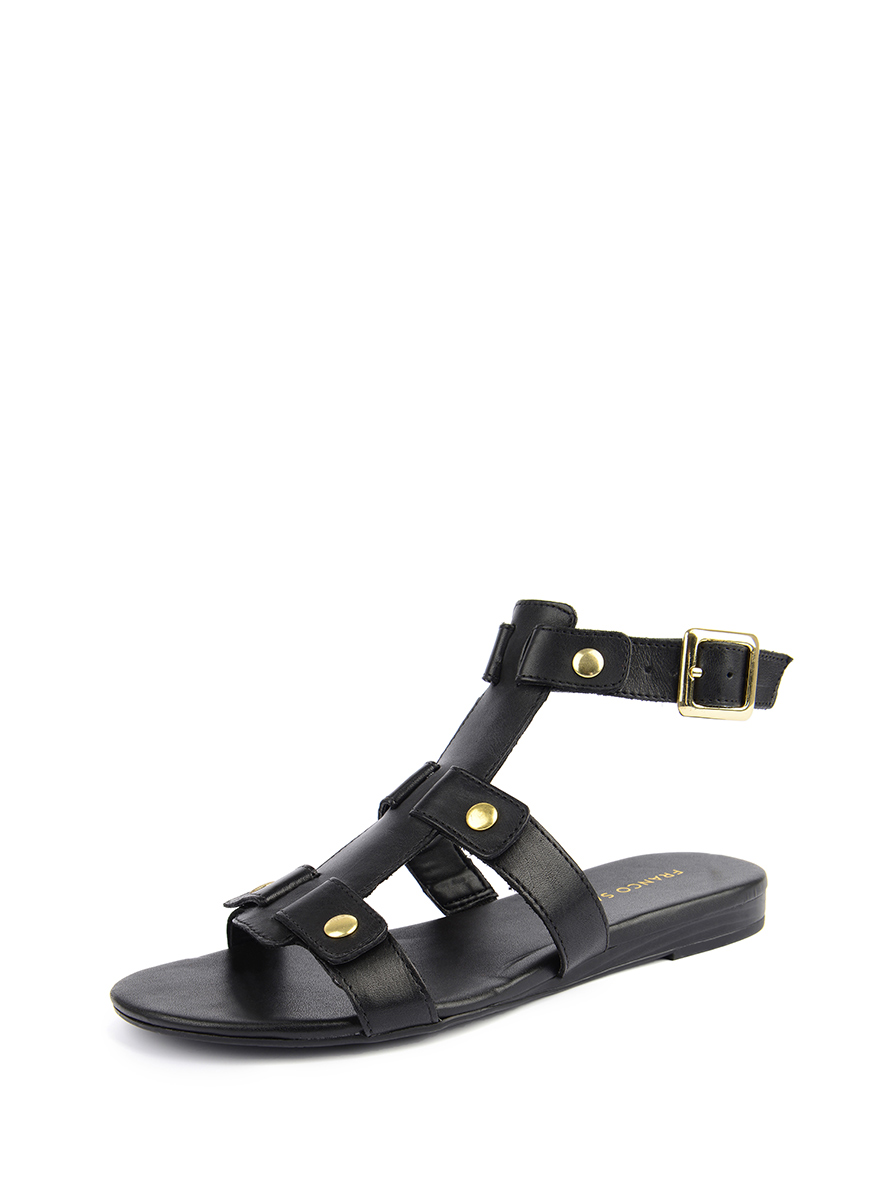 FRANCO SARTO 黑色金属针扣搭带露趾凉鞋