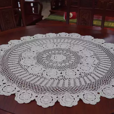 I love my family handmade crochet hook hook cotton lace hollow coffee table cloth round tablecloth diameter 100CM