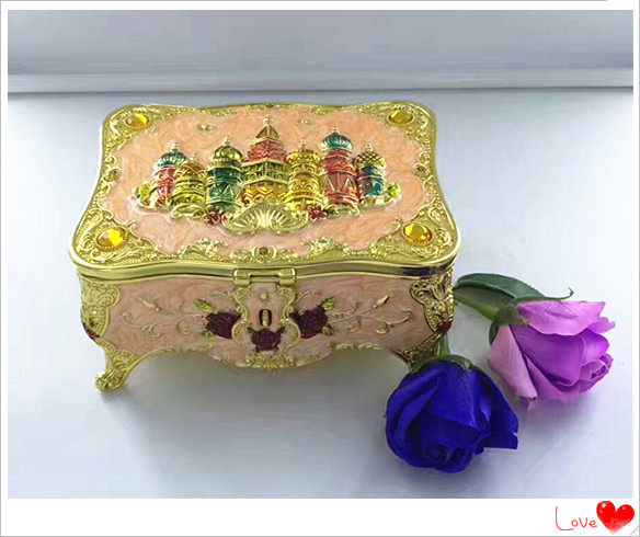 Russian tin castle jewelry box Home tin make-up mirror Jewelry box Diamond ring box Wedding gift jewelry box