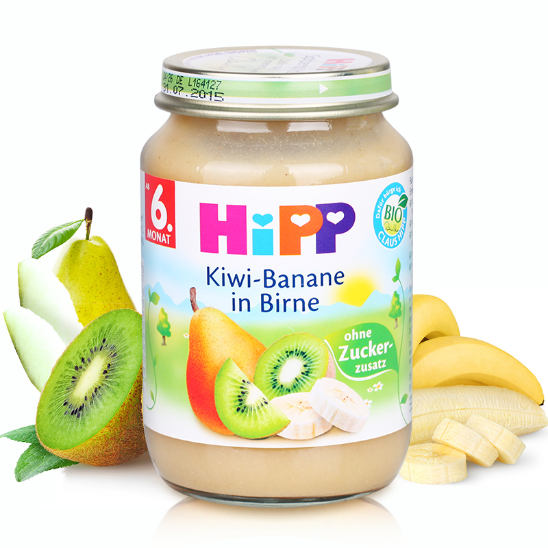 德国进口 宝宝辅食 喜宝HIPP有机猕猴桃香蕉梨果泥 190g*3罐