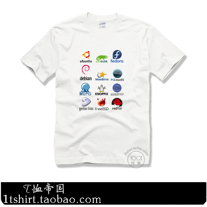 Geek programmer cotton short-sleeved T-shirt LINUX system Daquan large size men's clothing