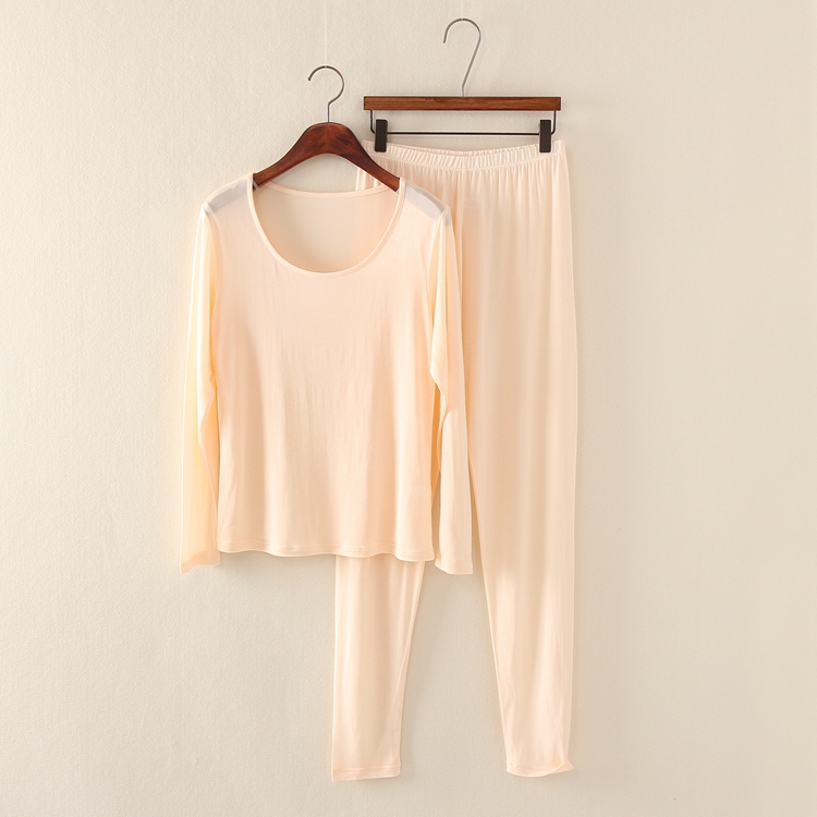 100% Mulberry Silk Women's Autumn Pajama Set Knitted Silk Underwear Loungewear Sleepwear Thin Cotton Sweater Pants