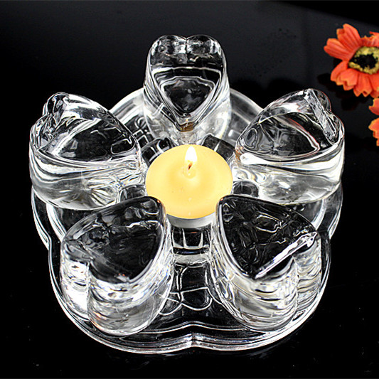 Candle holder tea tray Teahouse heart-shaped glass insulated base flower teapot kettle heating base