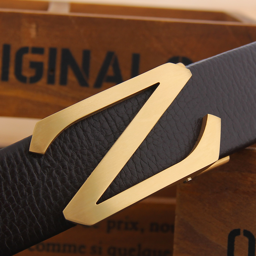 Ailanbao business men's belt automatic buckle leather stainless steel Z letter first layer cowhide belt men's middle-aged tide