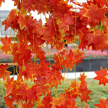 Artificial Red Maple Leaves, Dense Red Maple Leaf Vines, Decorative Flowers for Hotel and Home Beautification, Fake Leaves and Branches, Maple Leaf Branches