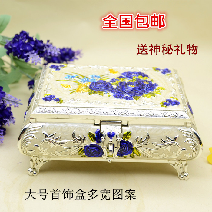 Russian color tin alloy peony flower jewelry box high-end wedding gift jewelry large storage box