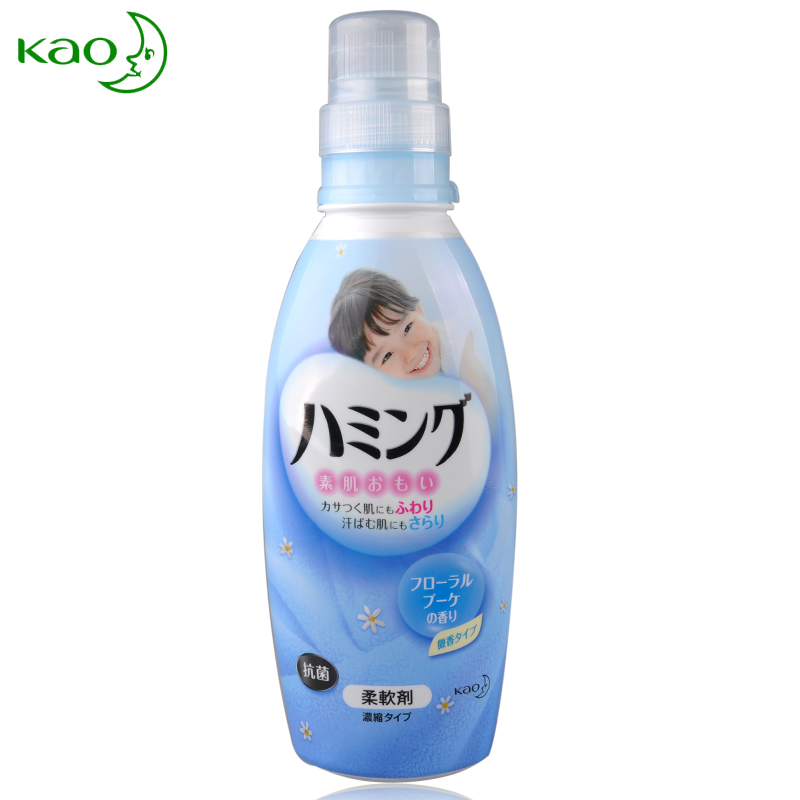 日本原装进口花王衣物护理柔顺剂 防皱抑菌防静电 细腻花香600ml