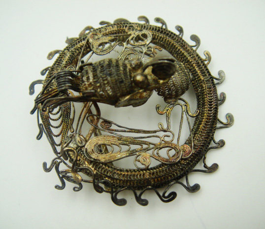 The Republic of China boutique Jiaolong opera pearl silver corsage~Xinjiang collection of beautiful old brooches