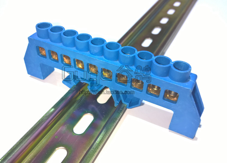 1 in 9 out of 10 holes zero line firing line Large current junction terminal strip card 35mm rail type flame retardant wiring end subtable