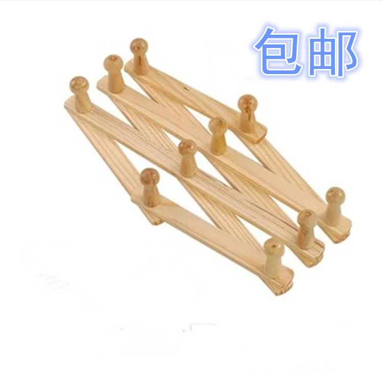 Free Steel Nails Included: Bamboo and Wood Retractable Diamond-Shaped Solid Wood Wall-Mounted Clothes Rack, Door Wall Coat and Hat Storage Rack