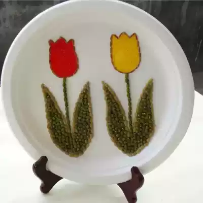 The World's incense grain paste painting handmade DIY seed painting tulip plate seed paste
