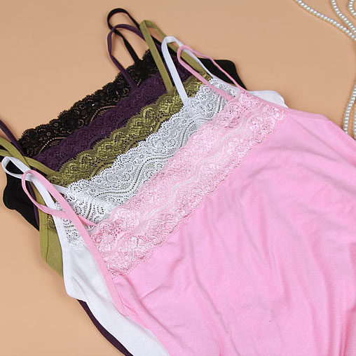 Korean version of summer lace all-match one-word collar vest stretch modal cotton underwear sleeveless inner wear women's slim thin