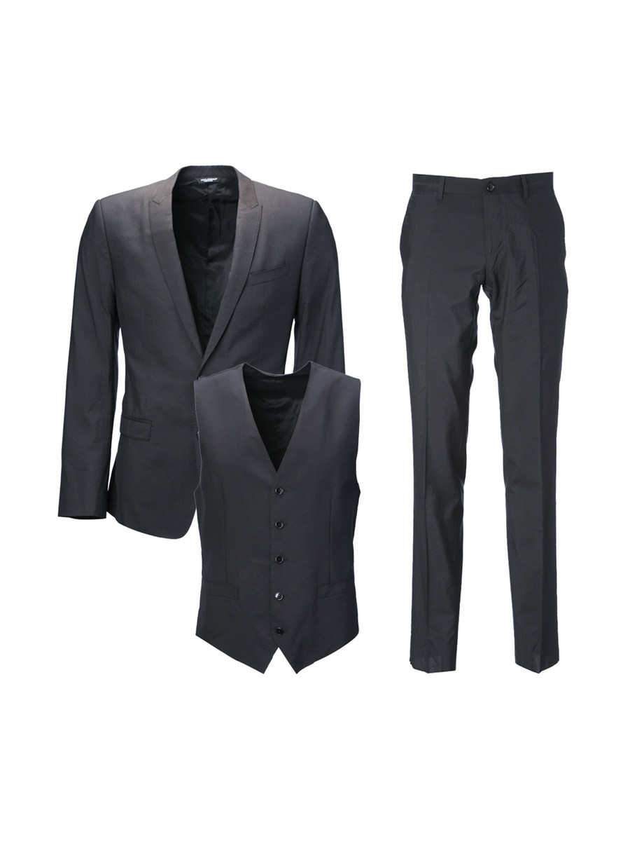 Dolce&Gabbana 黑色小枪驳领两粒扣西服套装