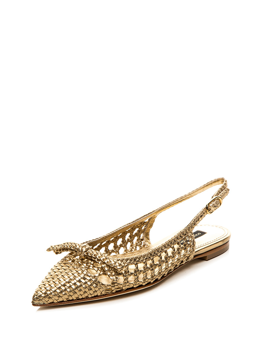 Dolce&Gabbana 金色编织蝴蝶结装饰凉鞋