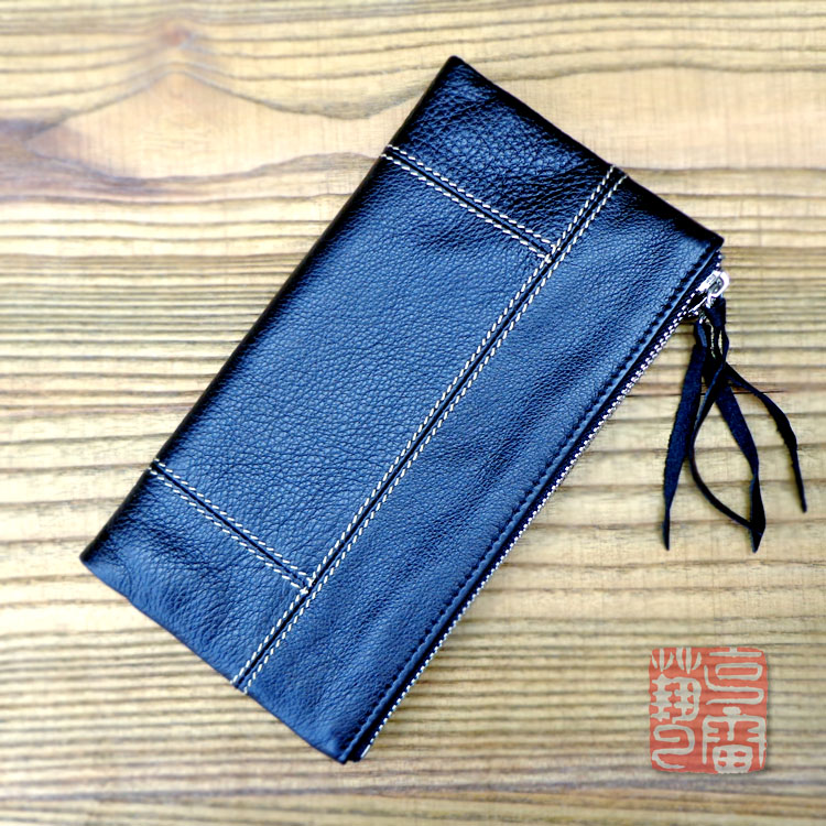 Fashion black man leather wallet casual Han wallet wallet wallet head soft bull skin wreck ticket