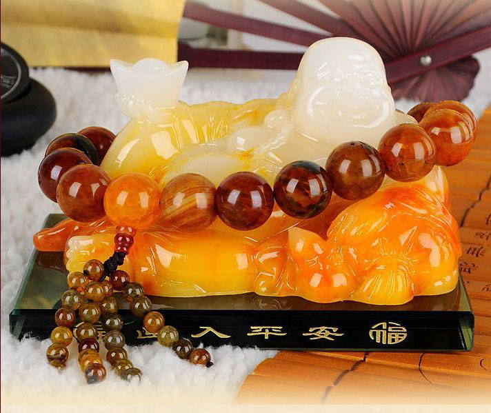 汽车摆件弥勒佛保平安 香水座佛 车载开光摆件拉丝佛招财车内饰品