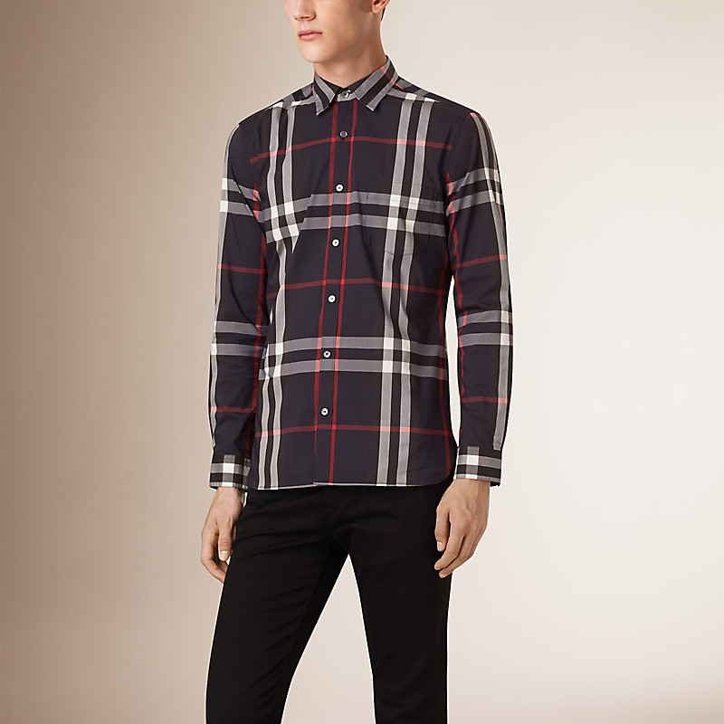 BURBERRY/博柏利格纹弹力棉质混纺衬衫 40067311