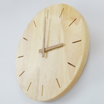 Simple solid wood wall clock living room round creative modern fashion clock silent bedroom Nordic log clock hanging watch