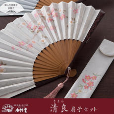 Веер 日本代购京都老店始于1718年 白竹堂京扇子 清良 樱 生地扇子