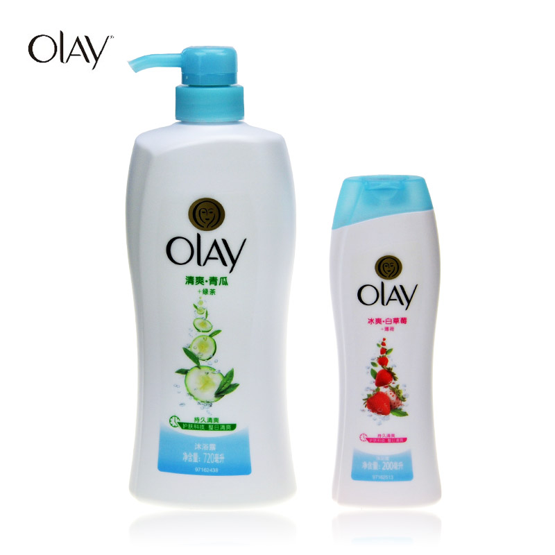 OLAY玉兰油沐浴露清爽青瓜720ml+冰爽草莓200ml特惠装深度滋润
